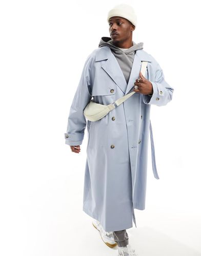 Trench super oversize blu polvere - ASOS DESIGN - Modalova