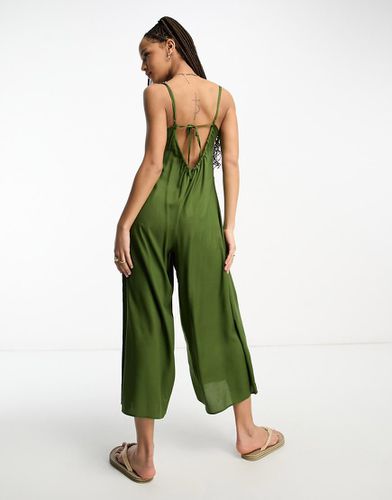 Tuta jumpsuit kaki con gonna pantalone e spalline sottili - ASOS DESIGN - Modalova