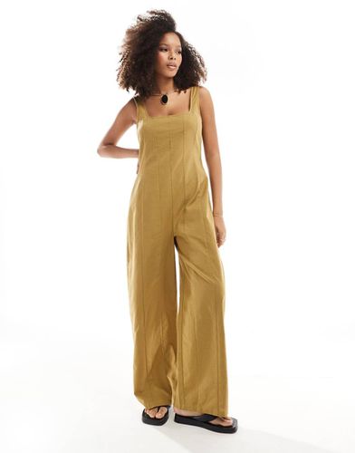 Tuta jumpsuit stile tennis kaki con scollo squadrato - ASOS DESIGN - Modalova