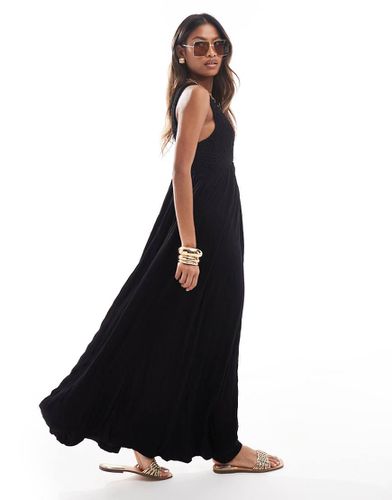 V neck with full hem midaxi dress in black - ASOS DESIGN - Modalova