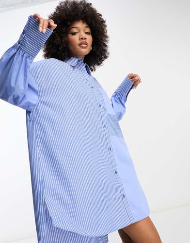 Vestito camicia corto boyfriend con stampa mista a righe - ASOS DESIGN - Modalova