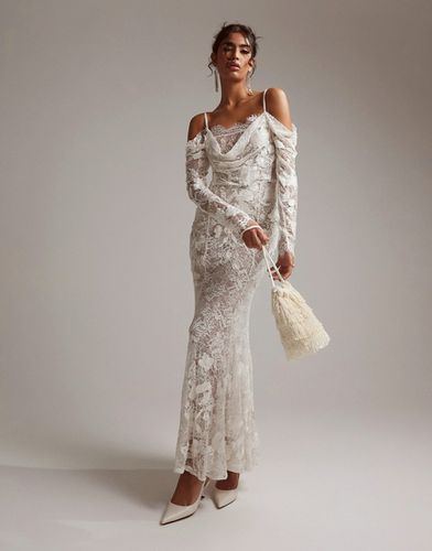 Vestito da sposa appariscente a sirena color avorio con applicazione in pizzo - ASOS DESIGN - Modalova