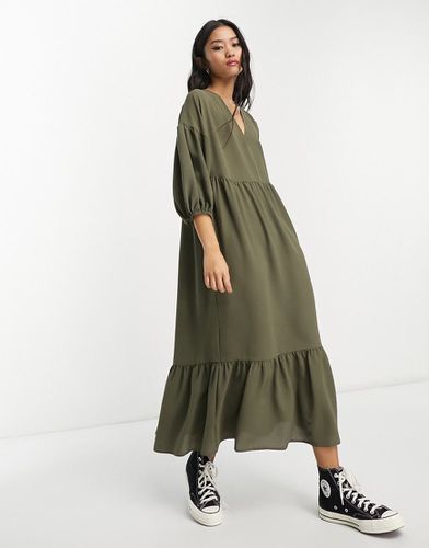 Vestito grembiule midi kaki - ASOS DESIGN - Modalova