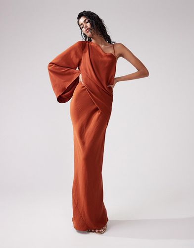 Vestito lungo monospalla color ruggine con corpino drappeggiato - ASOS DESIGN - Modalova