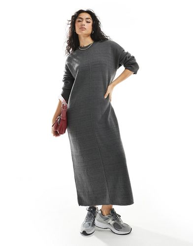 Vestito midi oversize girocollo in maglia antracite con cuciture - ASOS DESIGN - Modalova