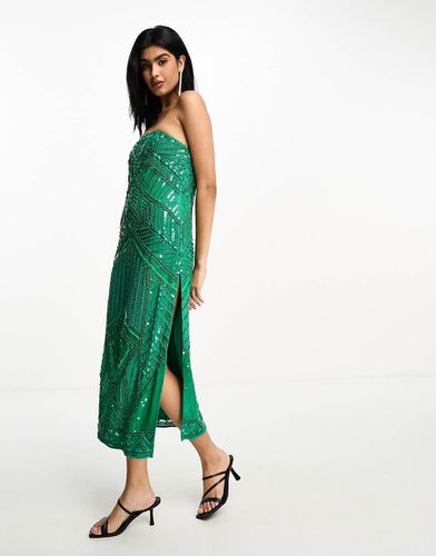 Vestito midi a fascia ergonomico verde decorato - ASOS DESIGN - Modalova