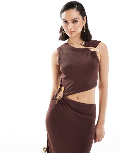 Vestito midi cioccolato con finiture con cut-out - ASOS DESIGN - Modalova