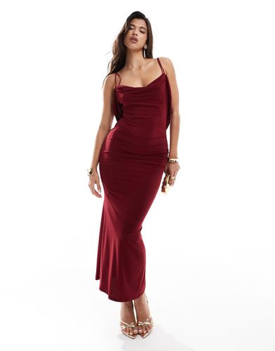 Vestito midi con spalline sottili bordeaux sinuoso con spalline doppie e scollo ad anello - ASOS DESIGN - Modalova