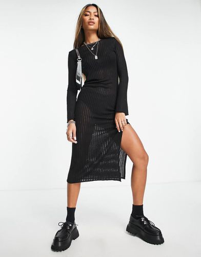 Vestito midi in maglia nera traforata - ASOS DESIGN - Modalova