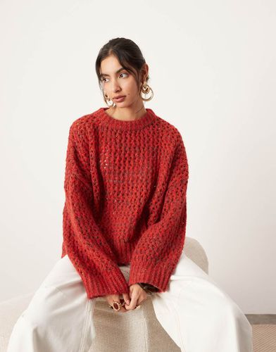 Maglione oversize squadrato rosso traforato - ASOS EDITION - Modalova