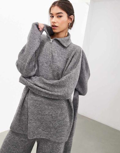 Maglione a coste con zip chiaro in coordinato - ASOS EDITION - Modalova