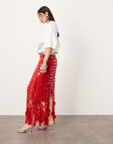 Futurist - Gonna lunga rossa decorata con paillettes e frange sull'orlo - ASOS EDITION - Modalova