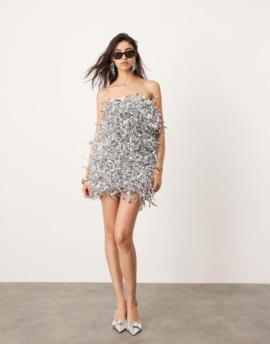 Vestito a fascia corto in paillettes con frange - ASOS EDITION - Modalova