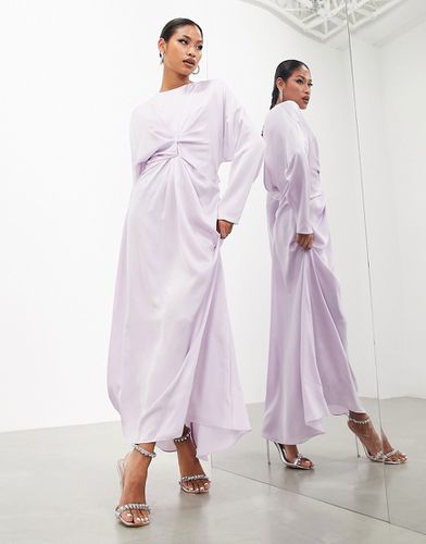 Vestito lungo a maniche lunghe in raso lilla pallido con dettaglio incrociato - ASOS EDITION - Modalova