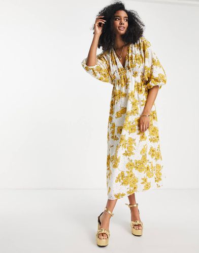 Vestito midi a fiori ricamato raccolto in vita - ASOS EDITION - Modalova