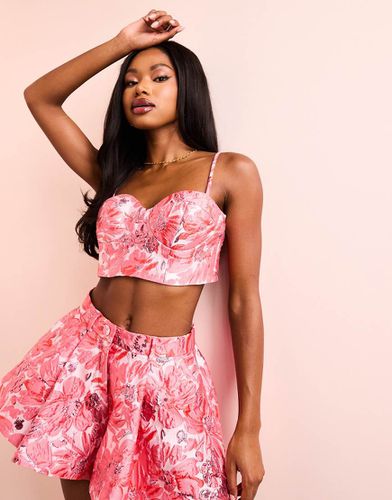 Brassière con coppe a fiori jacquard in coordinato - ASOS Luxe - Modalova