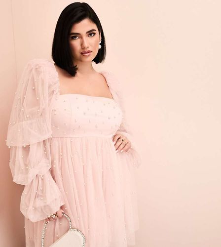 Curve - Vestito stile baby-doll in tulle con decorazione con perle - ASOS LUXE - Modalova