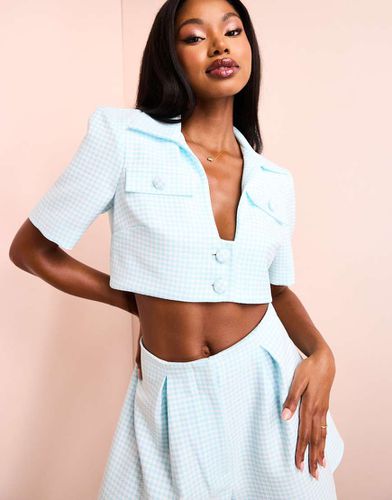 Camicia corta sartoriale e bianca pied de poule in coordinato - ASOS Luxe - Modalova