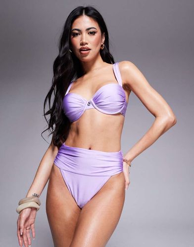 Bas de bikini brésilien froncé - Lilas - Boux Avenue - Modalova