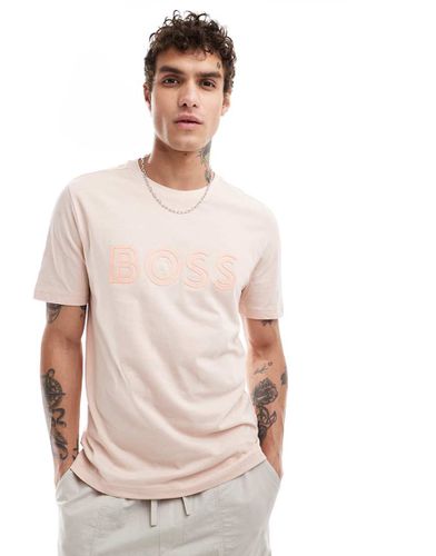 T-shirt chiaro con stampa del logo tono su tono - BOSS Green - Modalova