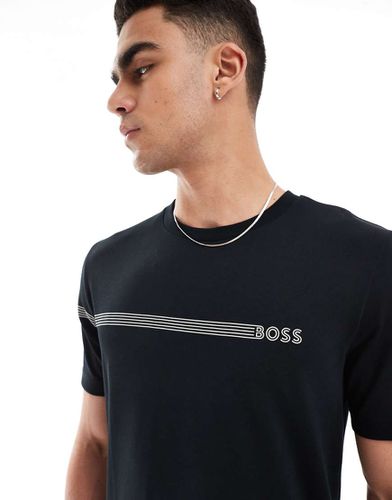 Tee 5 - T-shirt nera con stampa del logo - BOSS Green - Modalova