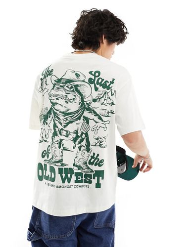 T-shirt écru con stampa Old West sulla schiena - Bershka - Modalova