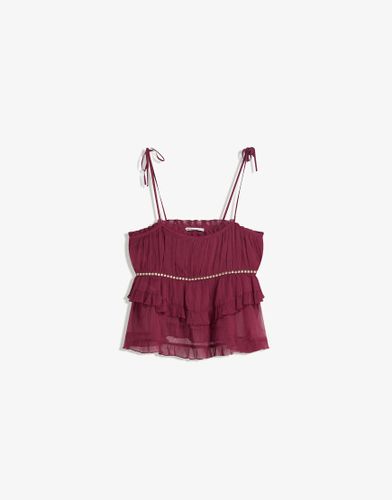 Top champêtre à bretelles et clous - Bordeaux - Bershka - Modalova