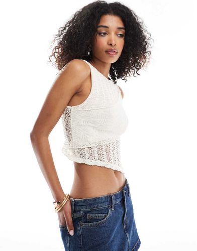 Top au crochet avec liens au dos - Écru - Bershka - Modalova