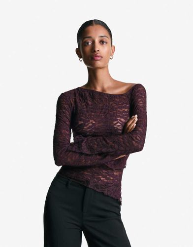 Top en dentelle à manches longues - Bershka - Modalova
