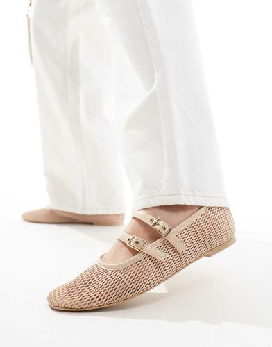 Ballerine in rete beige con fascette - Bershka - Modalova