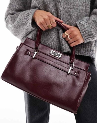 Borsa in pelle sintetica bordeaux - Bershka - Modalova