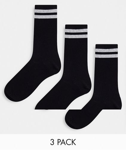 Confezione da 3 calzini sportivi neri - Bershka - Modalova