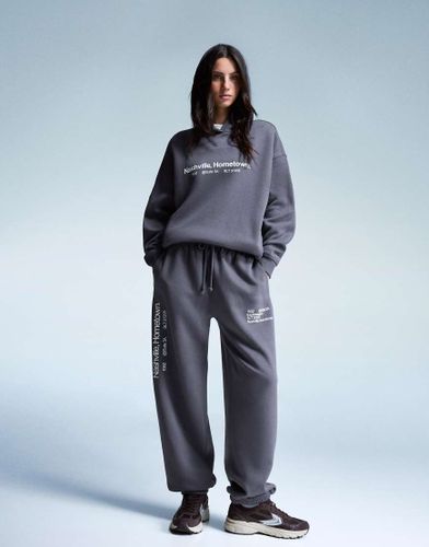 Pantalon de jogging imprimé - Gris - Bershka - Modalova