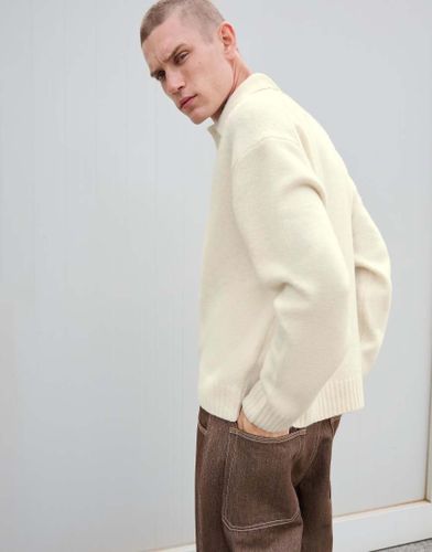 Pull à col polo - Beige - Bershka - Modalova