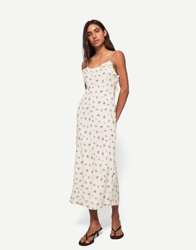 Robe mi-longue imprimée à bretelles - Bershka - Modalova