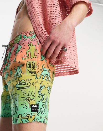 X Keith Haring - Pantaloncini da bagno con stampa - Billabong - Modalova