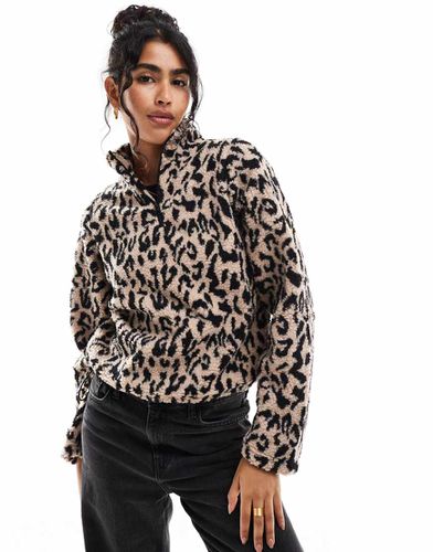 Pile a maniche lunghe leopardato con zip a 3/4 - Brave Soul - Modalova