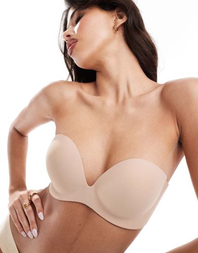 Reggiseno senza spalline beige aperto dietro con alette laterali trasparenti - Bye Bra - Modalova