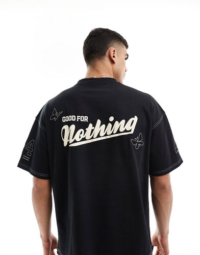 T-shirt nera con cuciture a contrasto - Good For Nothing - Modalova