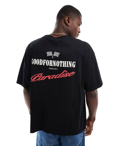 T-shirt nera oversize con stampa moto - Good For Nothing - Modalova