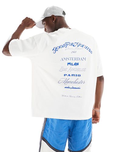 T-shirt oversize bianca con logo e scritte - Good For Nothing - Modalova