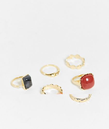 Confezione multipack di anelli oro con pietra - Glamorous - Modalova
