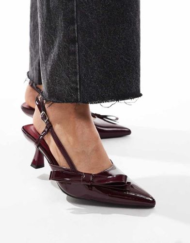 Scarpe con tacchetto a spillo bordeaux con cinturino sul retro e fiocco - Glamorous - Modalova