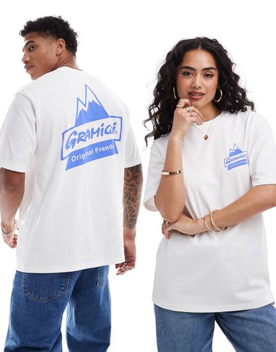 T-shirt unisex in cotone bianca con grafica di montagna - Gramicci - Modalova