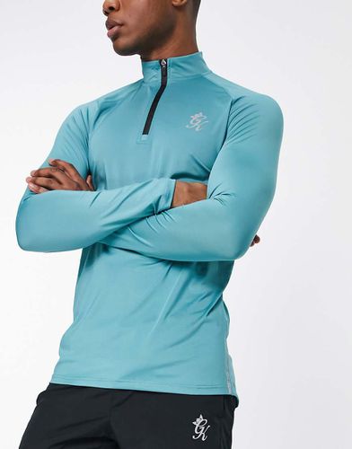 Bolt - Maglia verde-azzurra a maniche lunghe con zip corta - Gym King - Modalova