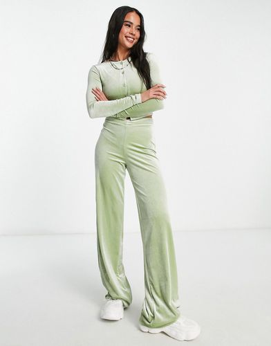 Pantaloni aderenti elasticizzati con vita a V verde salvia in coordinato - Daisy Street - Modalova