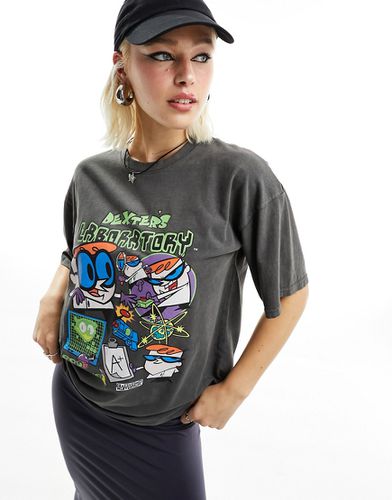 T-shirt antracite slavato con stampa "Dexter's Laboratory" - Daisy Street - Modalova
