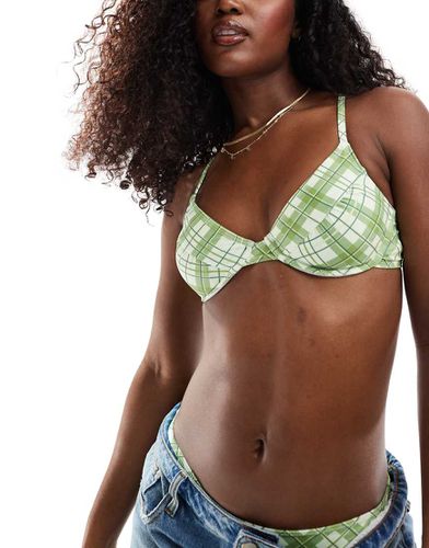 Top bikini con ferretto e coppe arricciate a quadri in coordinato - Daisy Street - Modalova