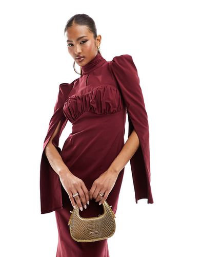 Vestito lungo strutturato color vino con bustino arricciato - Daska - Modalova