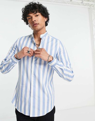 Camicia slim a righe con collo serafino - Devils Advocate - Modalova